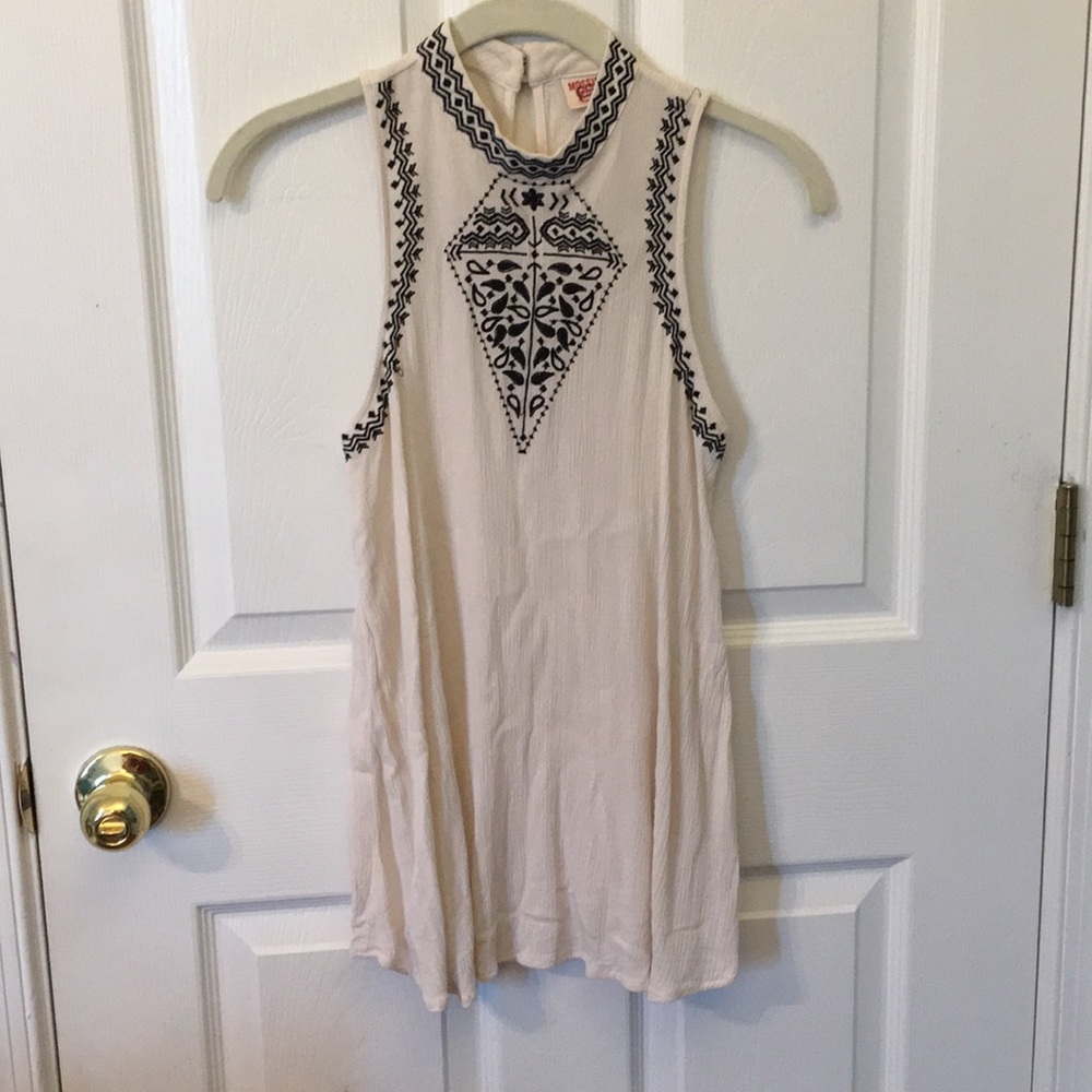 white high neck embroidered shirt